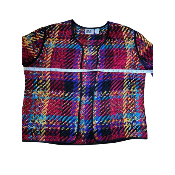 Chico's Art To Wear Silk Open Front Blazer Womens Large Multicolor Basket Weave - Picture 6 of 8